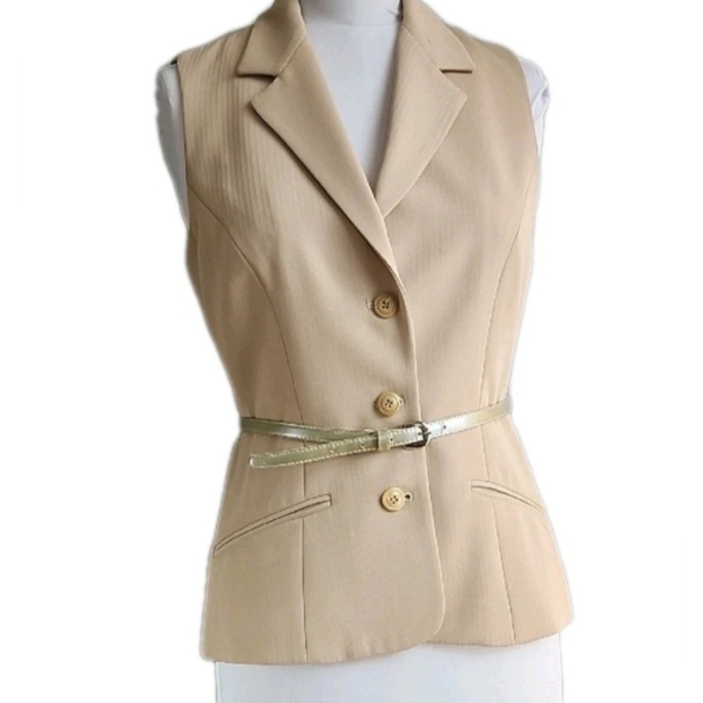 Kenar Studio Vintage 90s Belted Vest/Blazer Tan Beige 4